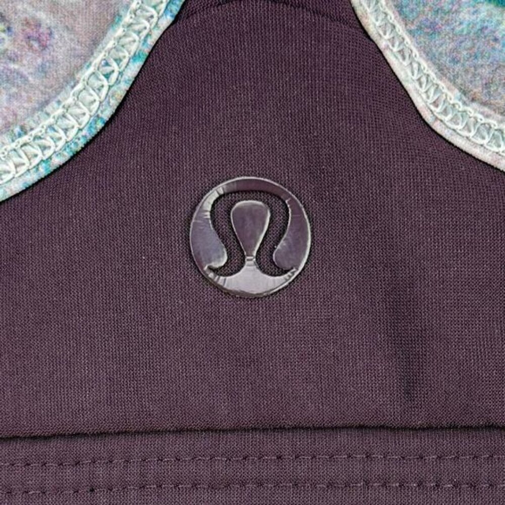 LULULEMON Retreat Reversible Sports Bra Swim Sz 4 Sugar Crush Multi Black Cherry - Picture 8 of 8